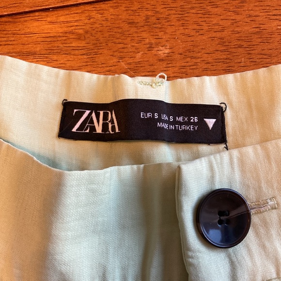 Zara Womens Size S Brat Light Green Wide Leg High Waist Trousers Pants Pleats - Picture 8 of 16